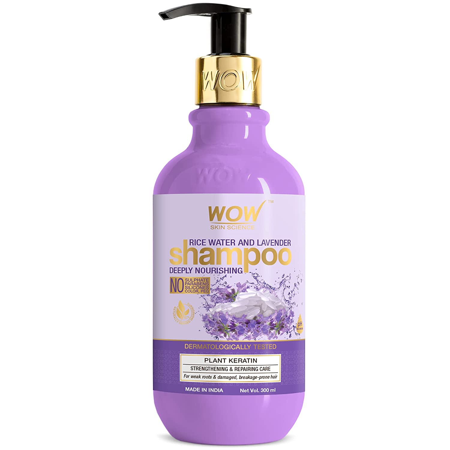 WOW Skin Science Rice Water Shampoo With Rice Water, Rice Keratin & Lavender Oil