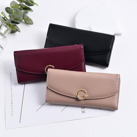 Ximi Vogue Life Simple Style Long Wallet for Women with Metal Buckle