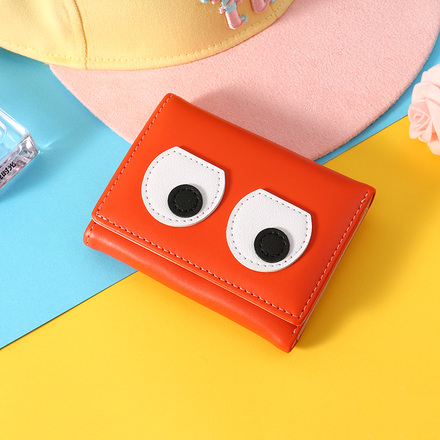 Ximi Vogue Life Funny Eyes Patch 3-Fold Short Wallet for Women (Orange)