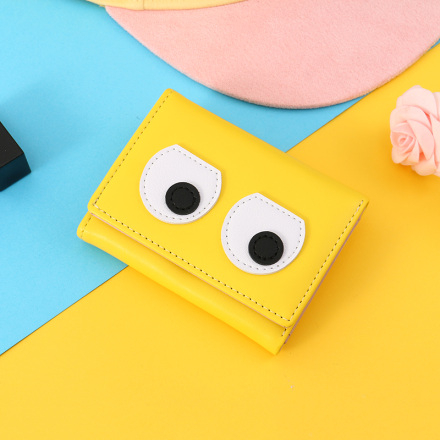 Ximi Vogue Life  Funny Eyes Patch 3-Fold Short Wallet for Women (Yellow)