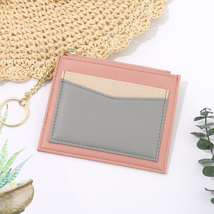 Ximi Vogue Life Simple Style Spliced Color Zippered Card Purse (Light Purple)