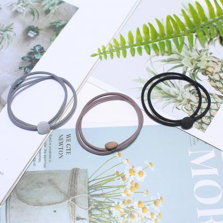 Ximi Vogue Life Button Pendant Hair Rope (1 Pair)