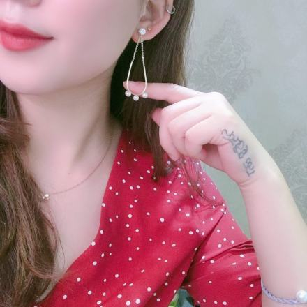 Ximi Vogue Life Chain Pearl Dangle Earrings with S925 Silver Needle