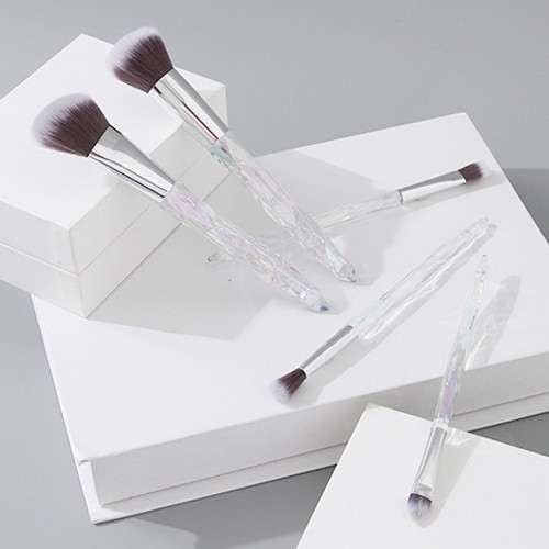 Ximi Vogue Life Crystal Diamond Cut Series Makeup Brush (5 Count)(Clear Silver)