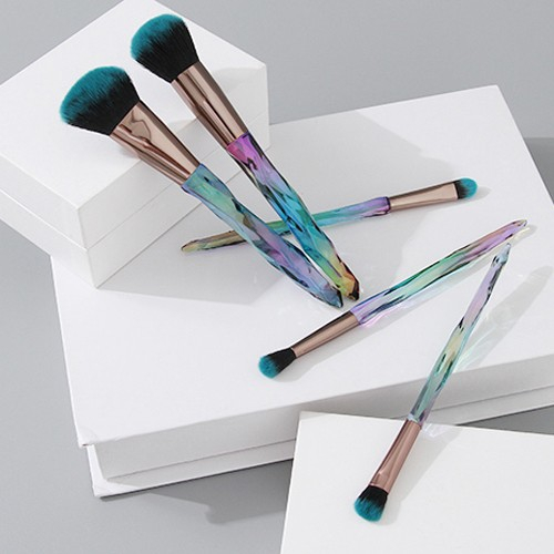 Ximi Vogue Life Crystal Diamond Cut Series Makeup Brush (5 Count)(Gradient Clear)