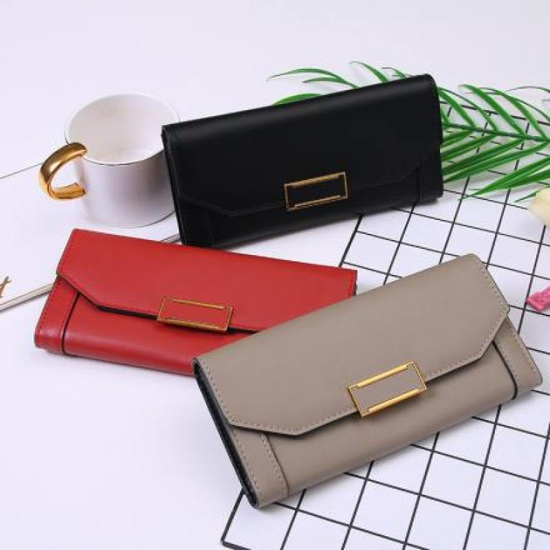 Ximi Vogue Life Elegant Metal Buckle Long Wallet for Women