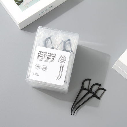 Ximi Vogue Life Individual Package Bamboo Charcoal Dental Floss Picks 50 Pcs