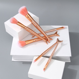 Ximi Vogue Life Mermaid Electroplated Handle Makeup Brush (6 Count)(Rose Gold)