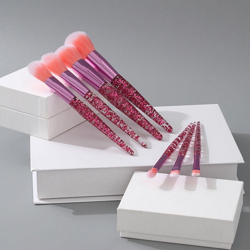 Ximi Vogue Life Sequins Crystal Series Makeup Brush (7 Count)(Pinkish Purple)