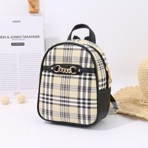 Ximi Vogue Life Simple Style Trendy Plaid Mini Backpack (Black)