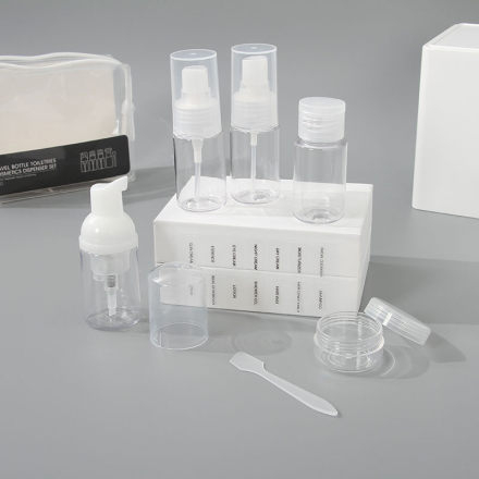Ximi Vogue Life Travel Bottle Toiletries Cosmetics Dispenser Set (Set of 5)(Clear)
