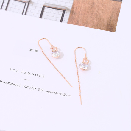 Ximi Vogue Life Trendy Double D Dangle Zircon Long Threader Earrings