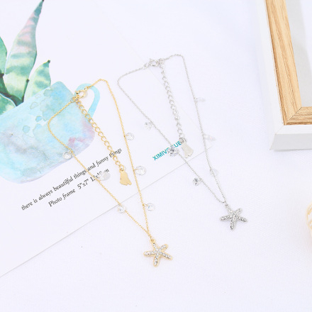 Ximi Vogue Life Zircon Starfish Pendant Anklet