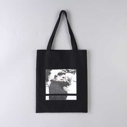Ximi Vogue Life  European Style Black & White Canvas Tote Bag (Black)