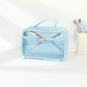 Ximi Vogue Life Simple Style Mesh Toiletries Storage Organizer Bag with Carrying Strap (Blue)