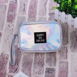 Ximi Vogue Trendy Shiny Rectangular Makeup Bag (Silver)