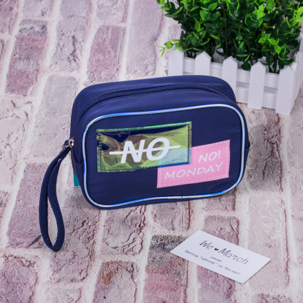 Ximi VogueTrendy Patch Rectangular Makeup Bag (Blue)
