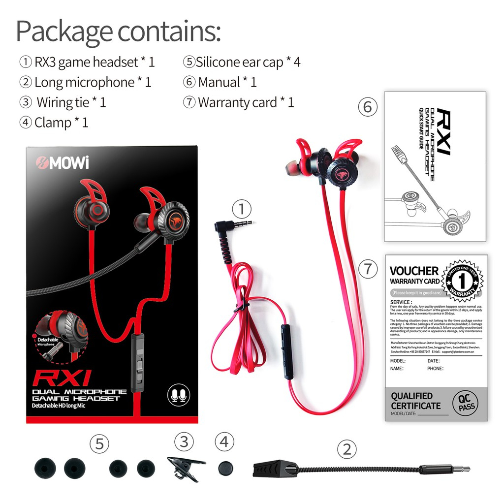 XMOWI RX1 GAMING EARPHONES NOISE REDUCTION HEADSET LONG MIC HEADPHONE DEEP BASS STEREO SURROUND