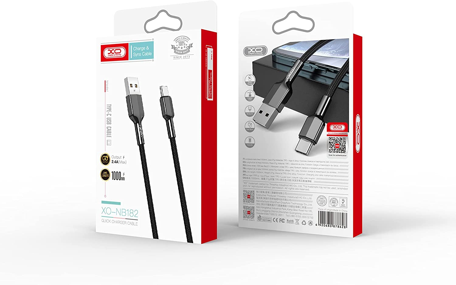 Xo Type-C to Type-C 60 W Cable NB183B