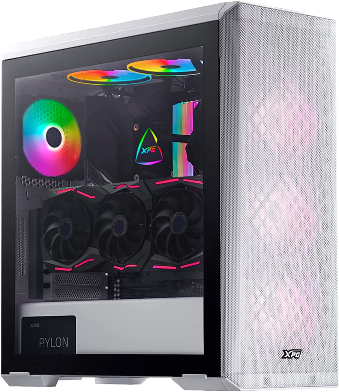 Xpg Defender-BKCWW White - Mid-Tower ATX MESH Front Panel Efficient Airflow Tempered Glass PC Case