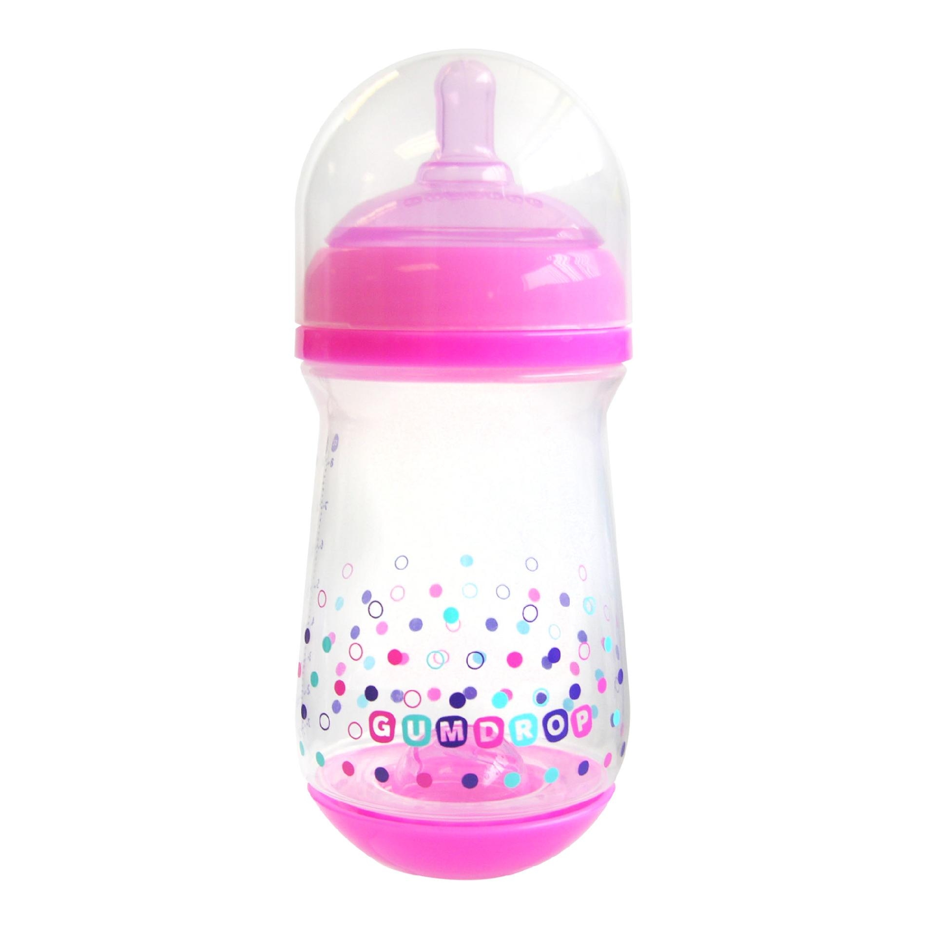 The First Years Gumdrop 8oz Wide Bottles Assort -Pink