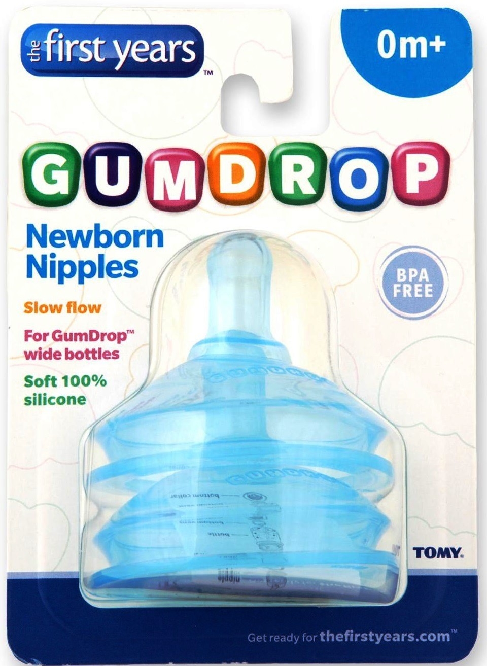 The Fisrt Years Gumdrop Wide Neck Slow Flow  Nipple 2pk-Boy Y6035