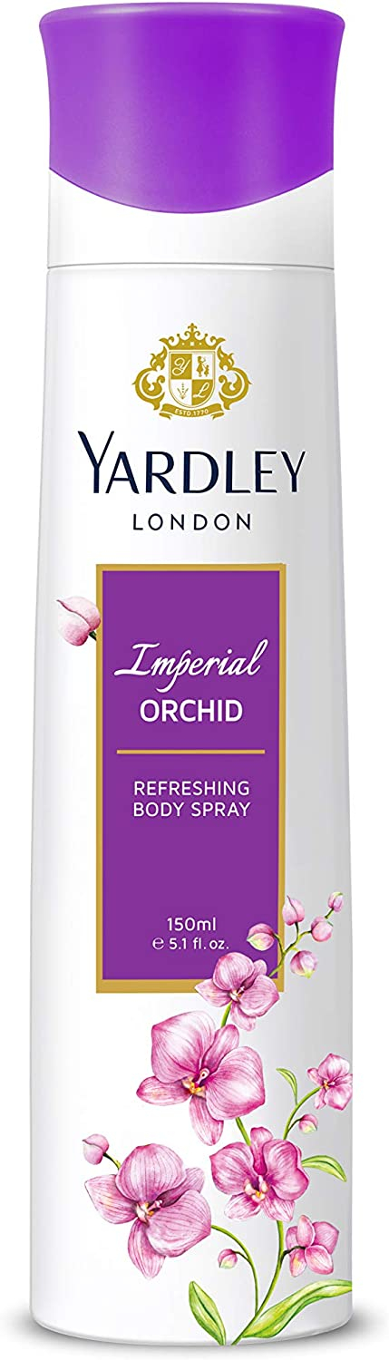 Yardley London Imperial Orchid Body Spray For Women, Enchanting Floral Fragrance, Long Lasting Scent, 150ml