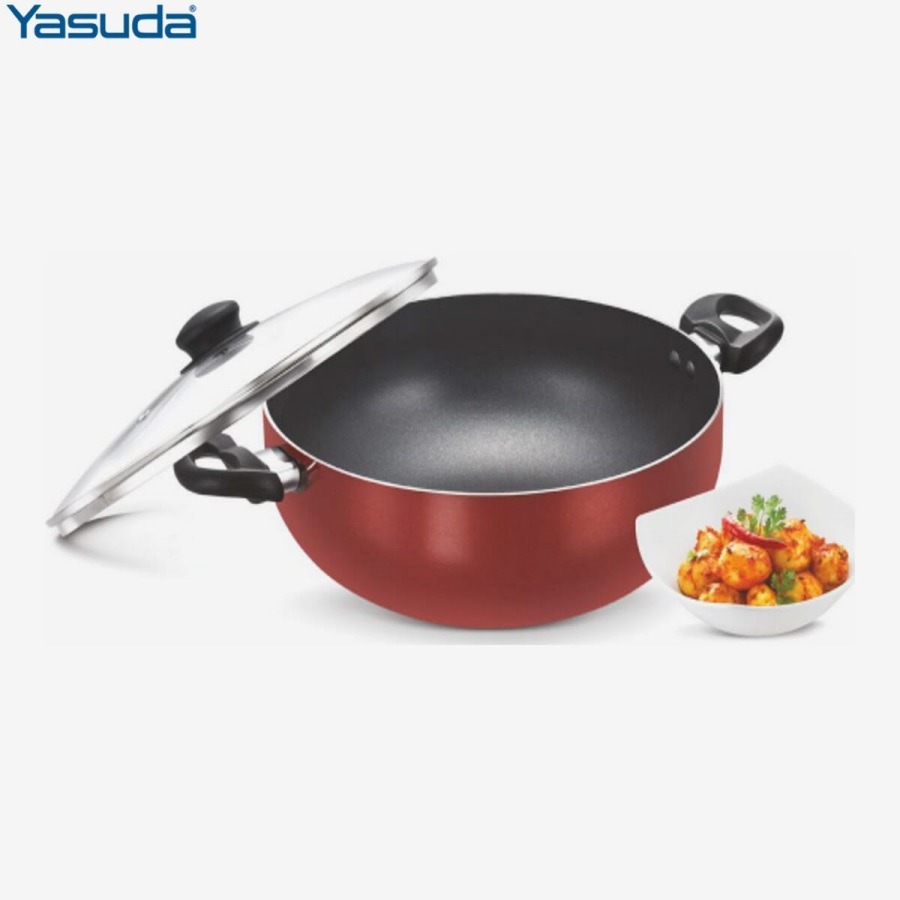 Yasuda YS-DK28IB Non Stick 5 Ltr Kadai 280mm IB with Glass Lid