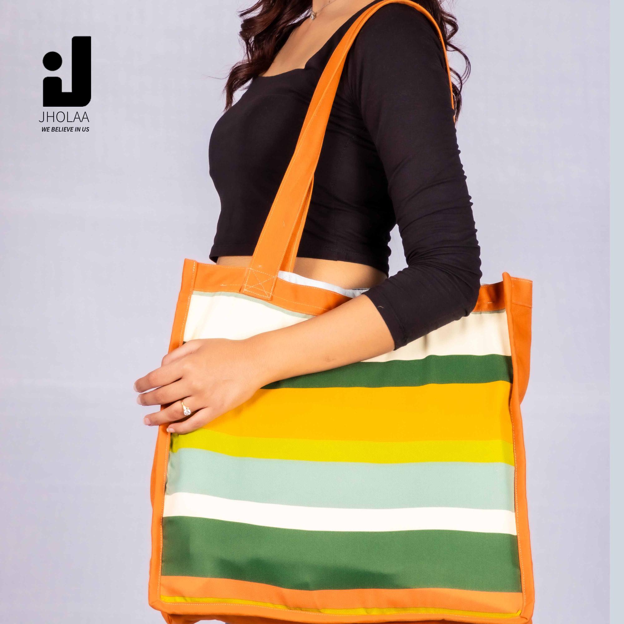 Jholaa Yellow Stripe Canvas Bag