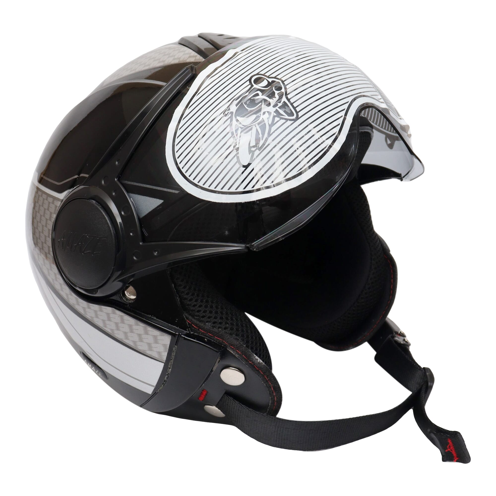 Yeti Helmets Amaze Berve Model Single Visor Half Helmet Black White