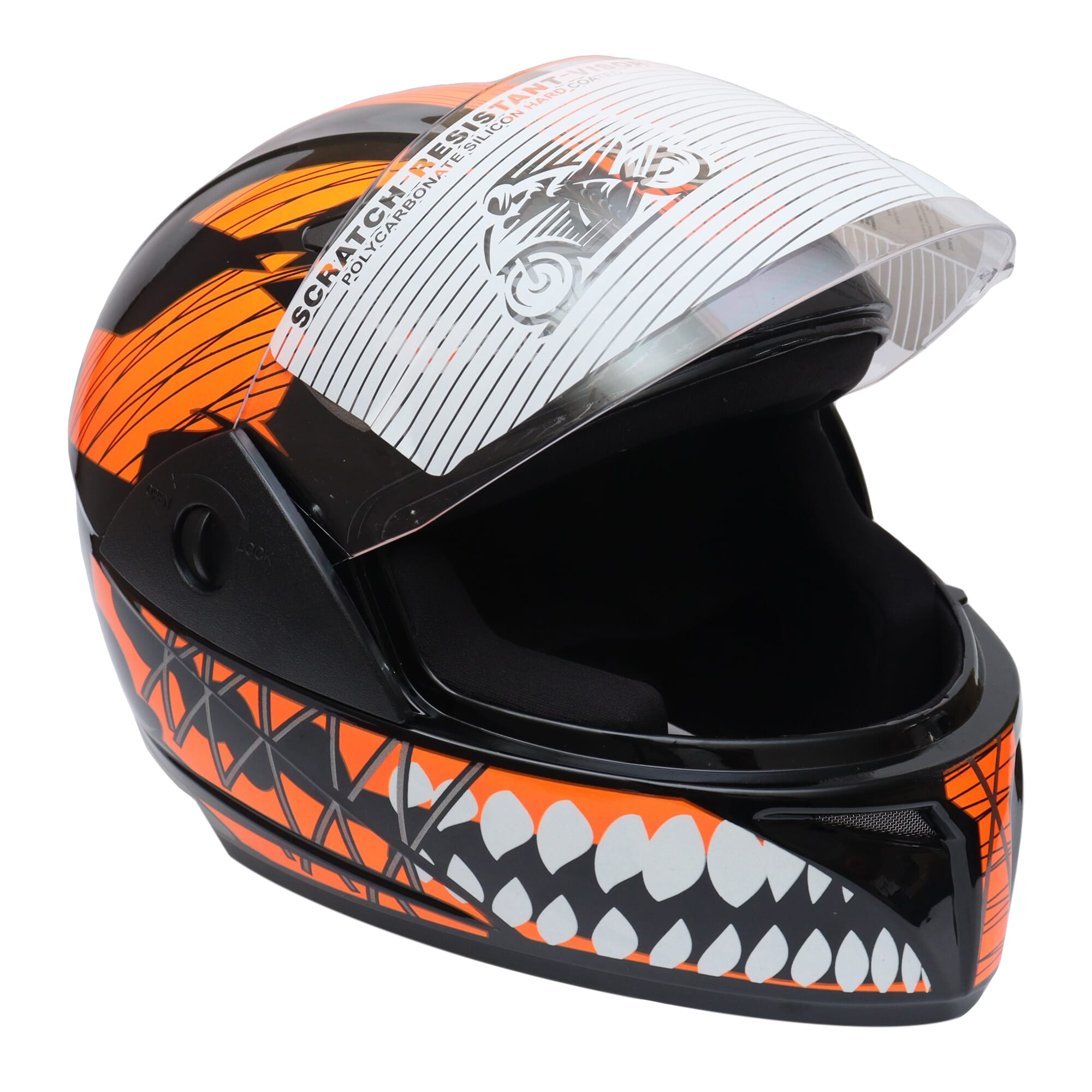 Yeti Helmets Cliff Model Single Visor Full Helmet Blackorange (Washable)