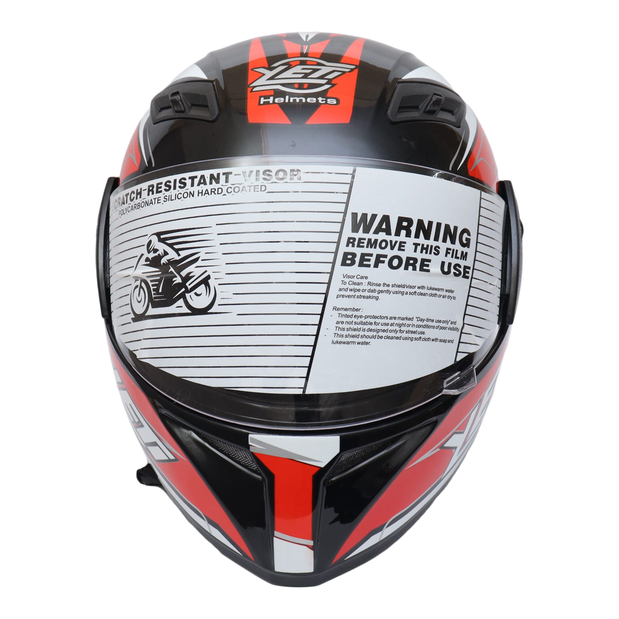 Yeti Helmets Cliff Model Single Visor Full Helmet Blackred (Washable)