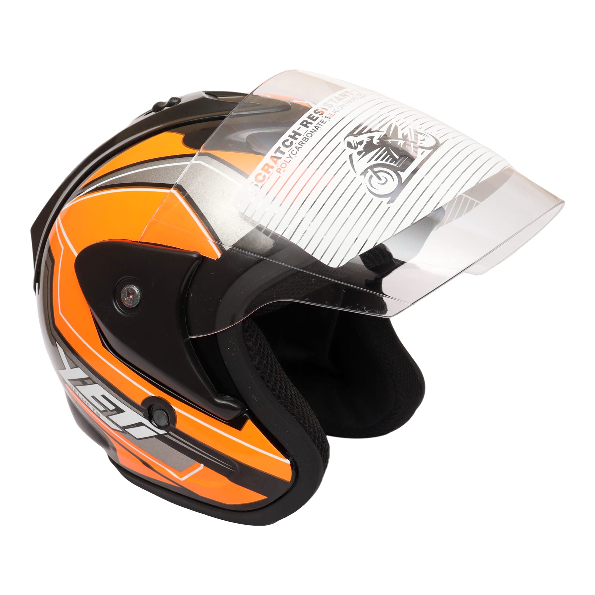 Yeti Helmet Shinny Eagle Black Yellow Single Visor Half Helmet