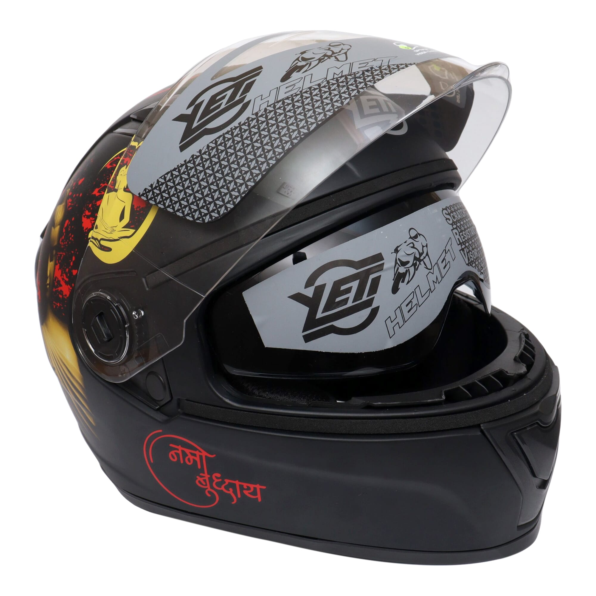 Yeti Helmets Rapid Lord Buddha Printed Single Visor Full Helmet (Washable)