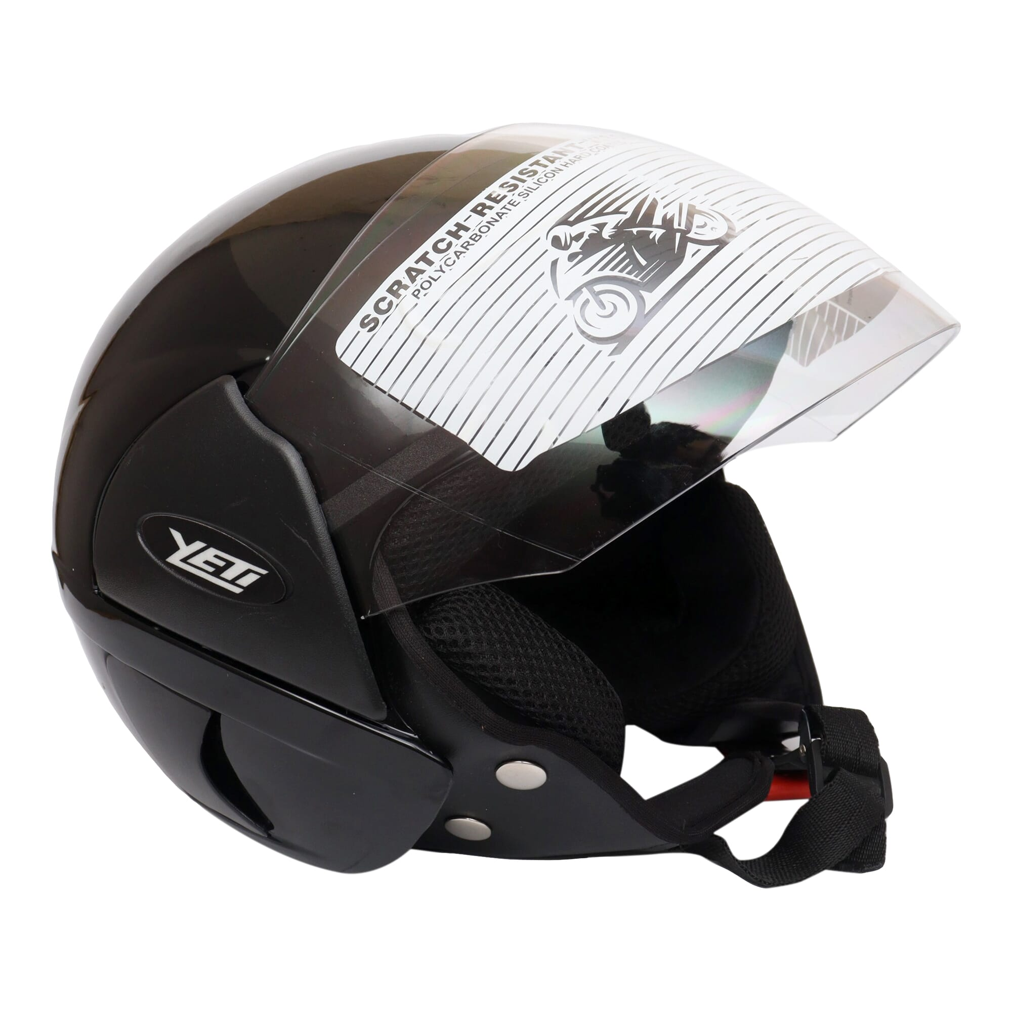 Yeti Marshal Cub Black Model Single Visor Half Helmet (Washable)