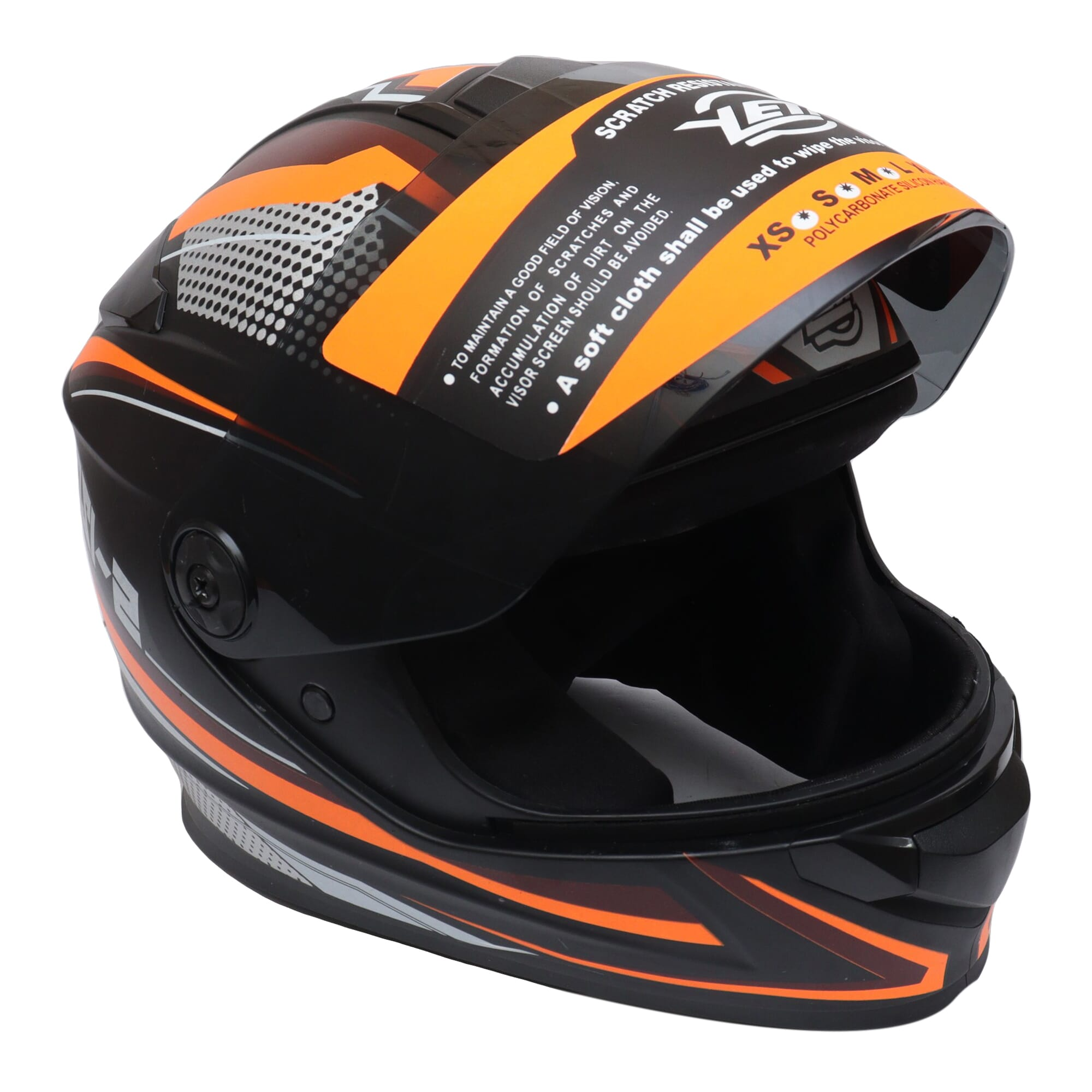 Yeti MSI-2 Single Visor Full Helmet Black Orange (Washable)