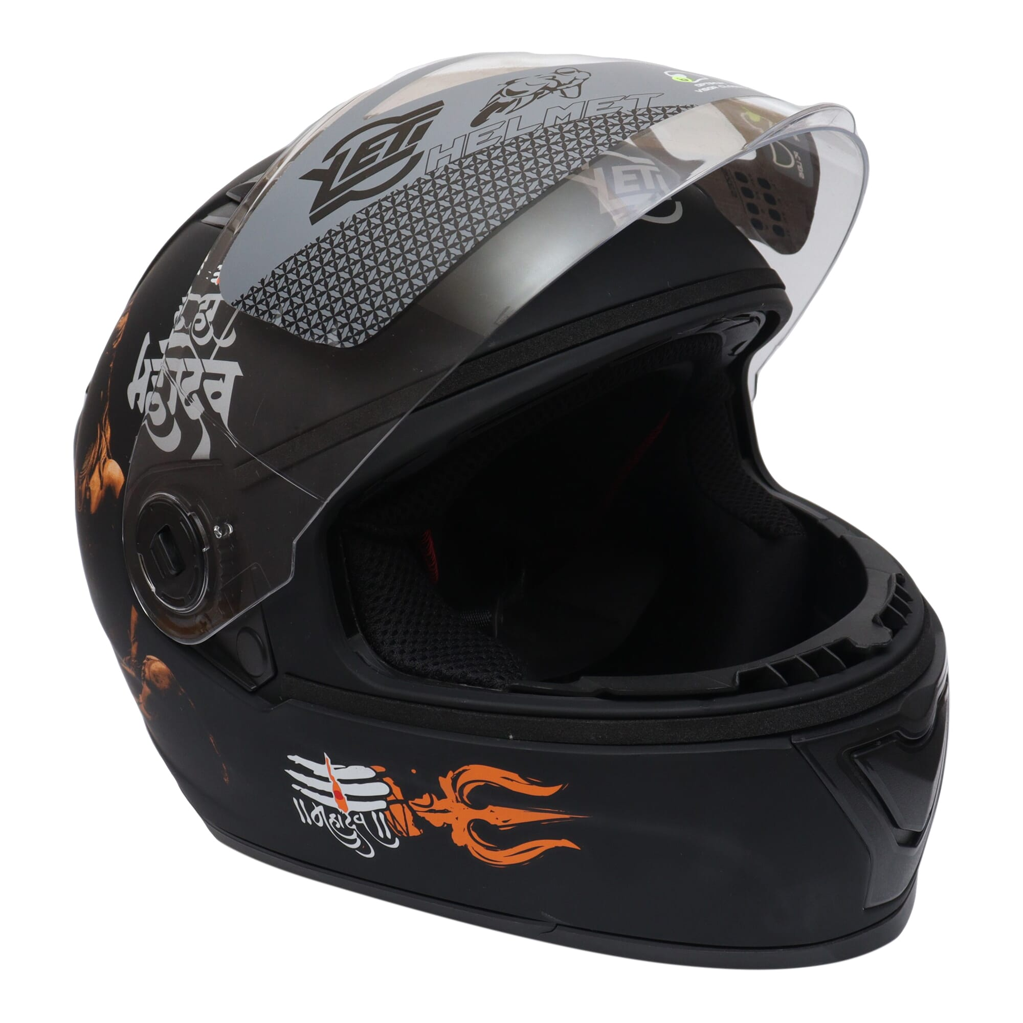 Yeti Helmets Rapid Mahadev Printed Single Visor Full Helmet (Washable)