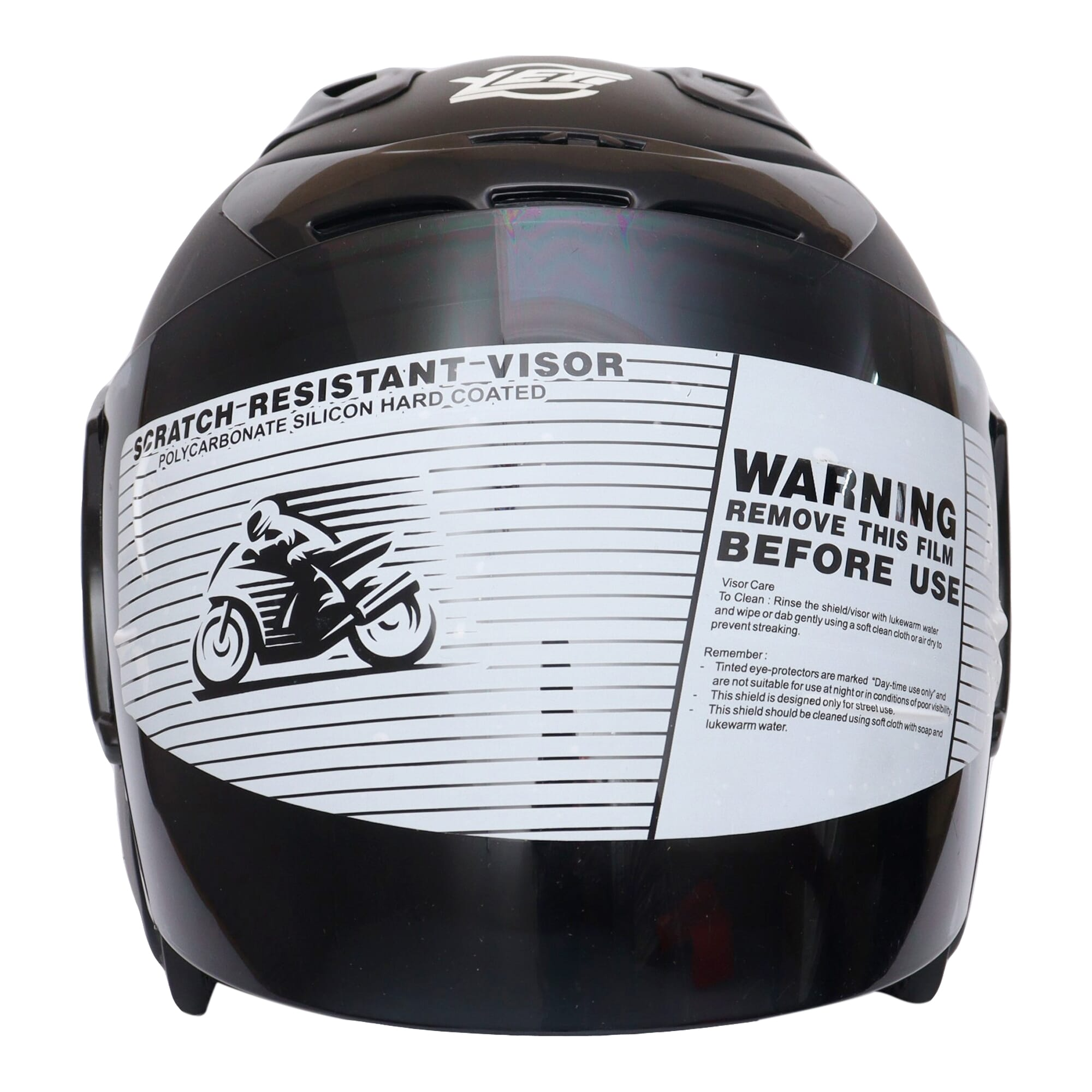 Yeti Helmet Shinny Eagle Plain Black Single Visor Half Helmet
