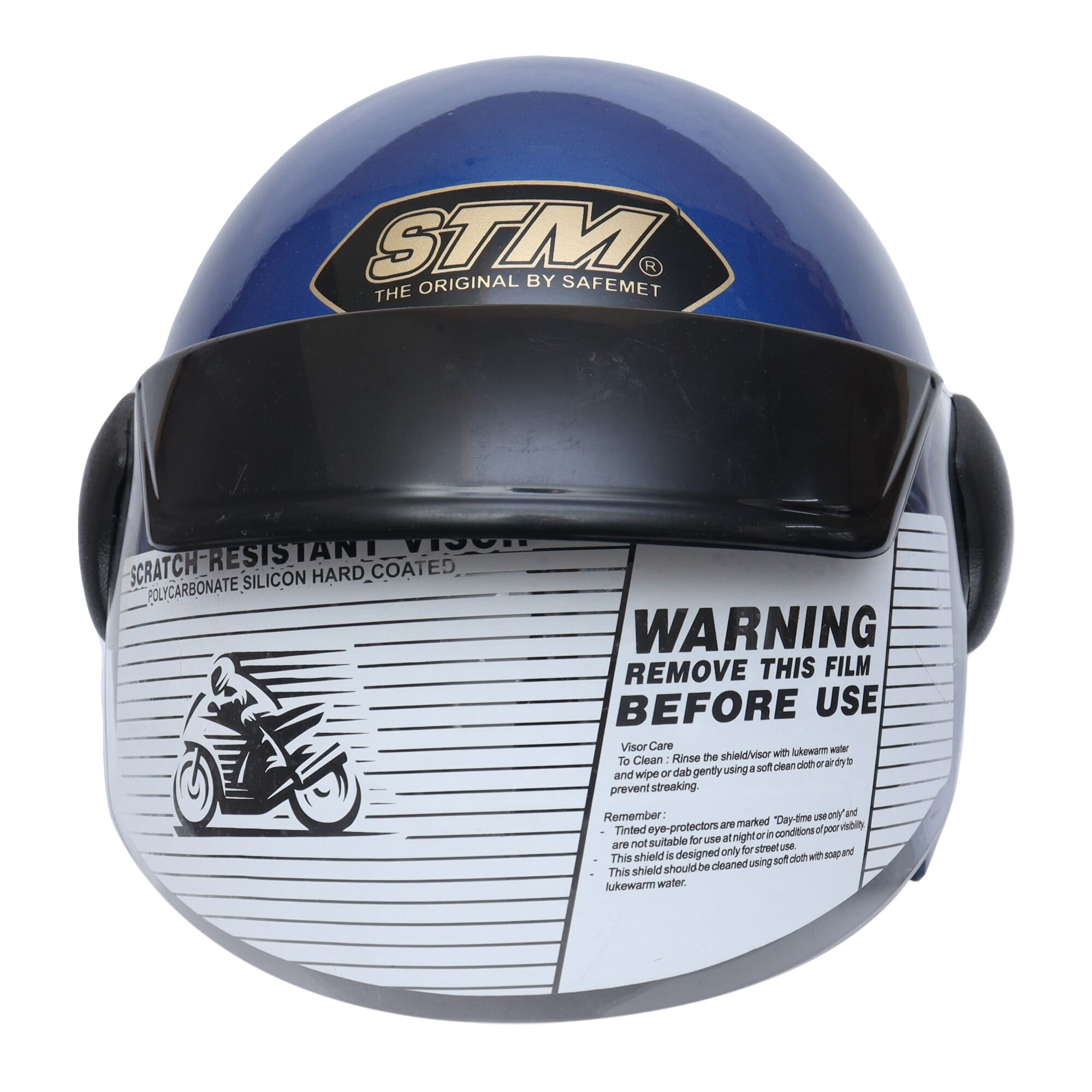 Yeti Helmets STM Cap Shiny Model Single Visor Half Helmet - Blue