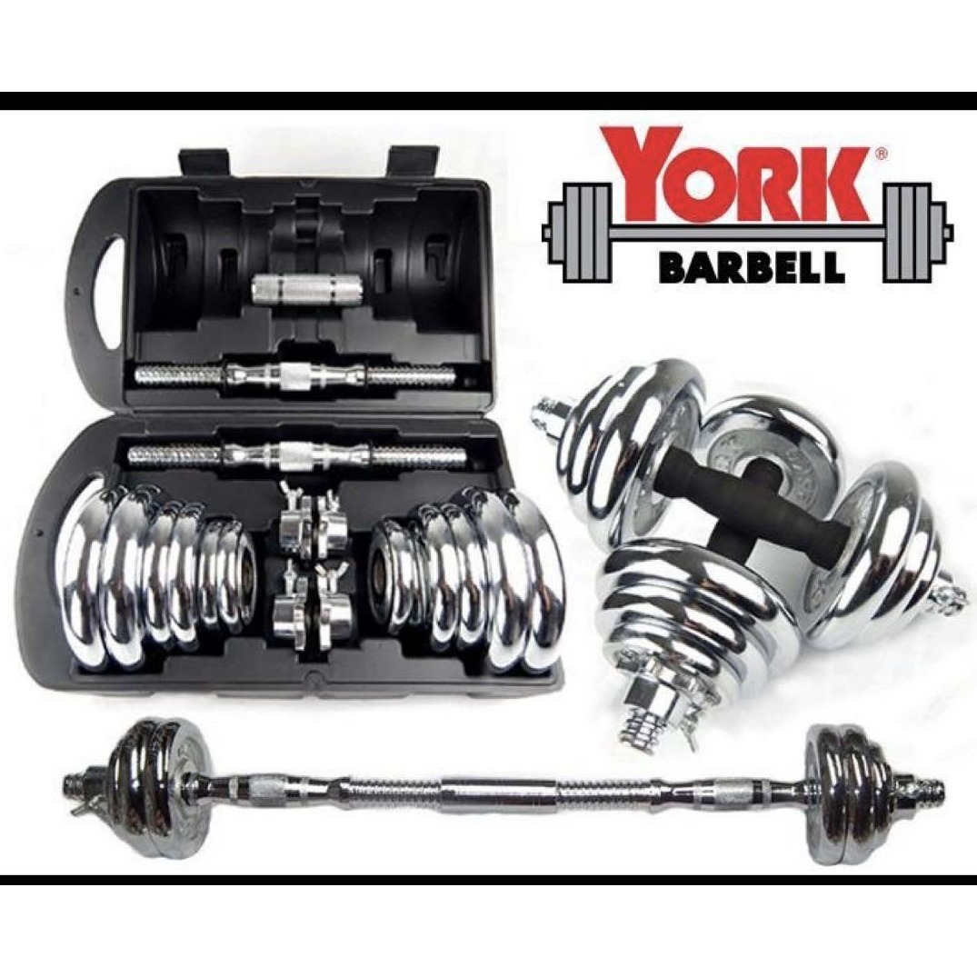 York Chrome Coated 20KG Adustable Dumbbell Set
