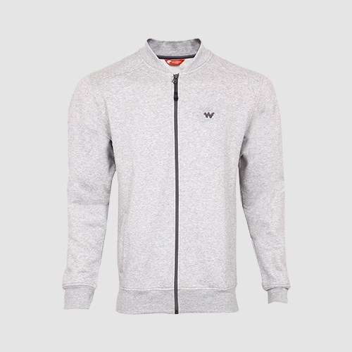 Wildcraft Men's Zippered Sweatshirt for Winter-Grey Melange-XL